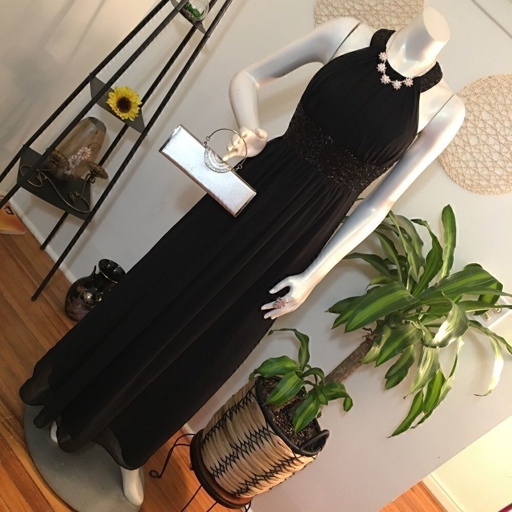 New! Calvin Klein sequin crossback chiffon maxi